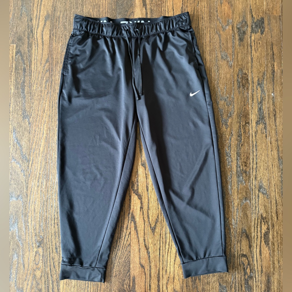 Nike Black Athletic Track Pants with White Swoosh